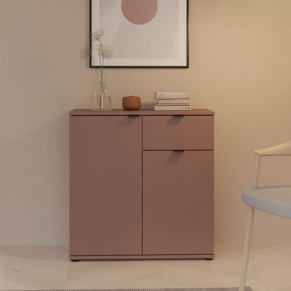 Ganymede 2 Door Cupboard With Drawer In Terracotta - Price Crash Furniture