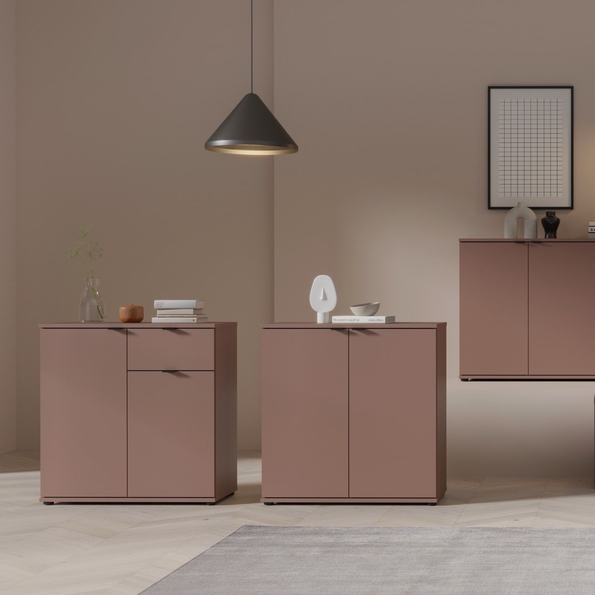 Ganymede 2 Door Cupboard With Drawer In Terracotta - Price Crash Furniture