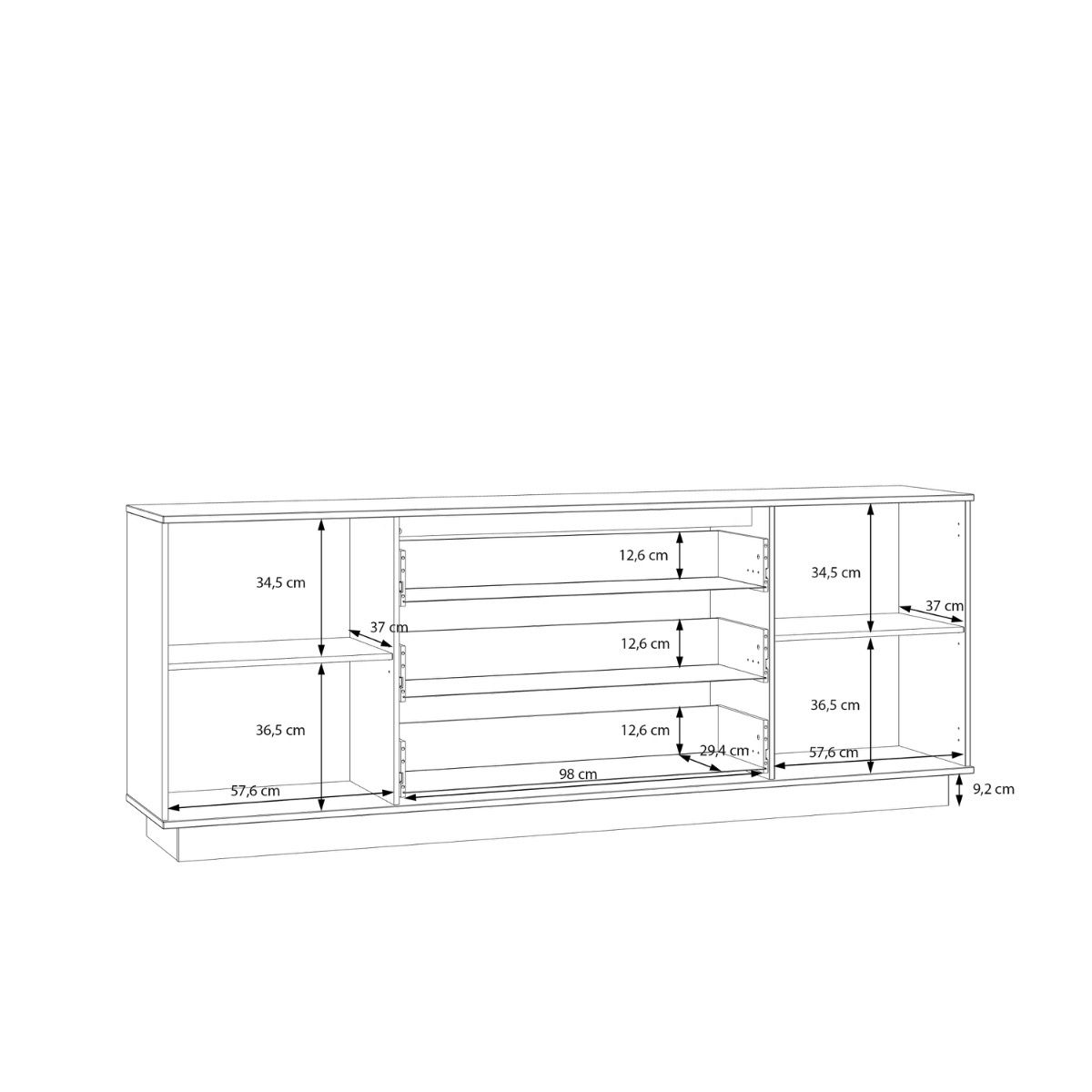 Ganymede Large Sideboard With 3 Drawers & 2 Doors In Mauvella Oak And Sage - Price Crash Furniture