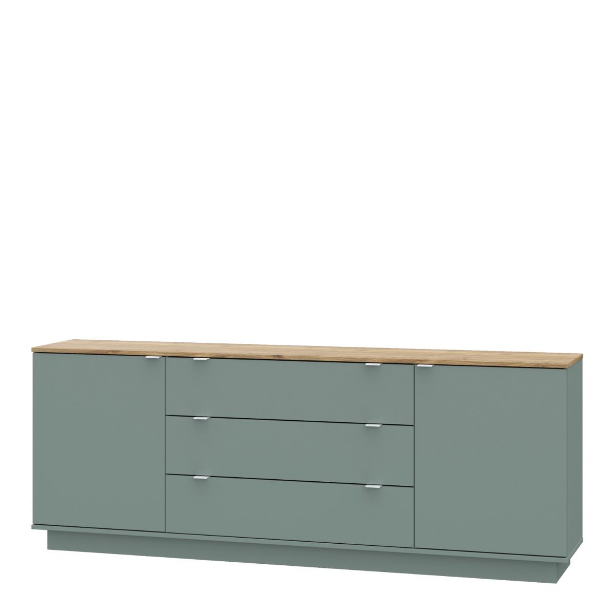 Ganymede Large Sideboard With 3 Drawers & 2 Doors In Mauvella Oak And Sage - Price Crash Furniture