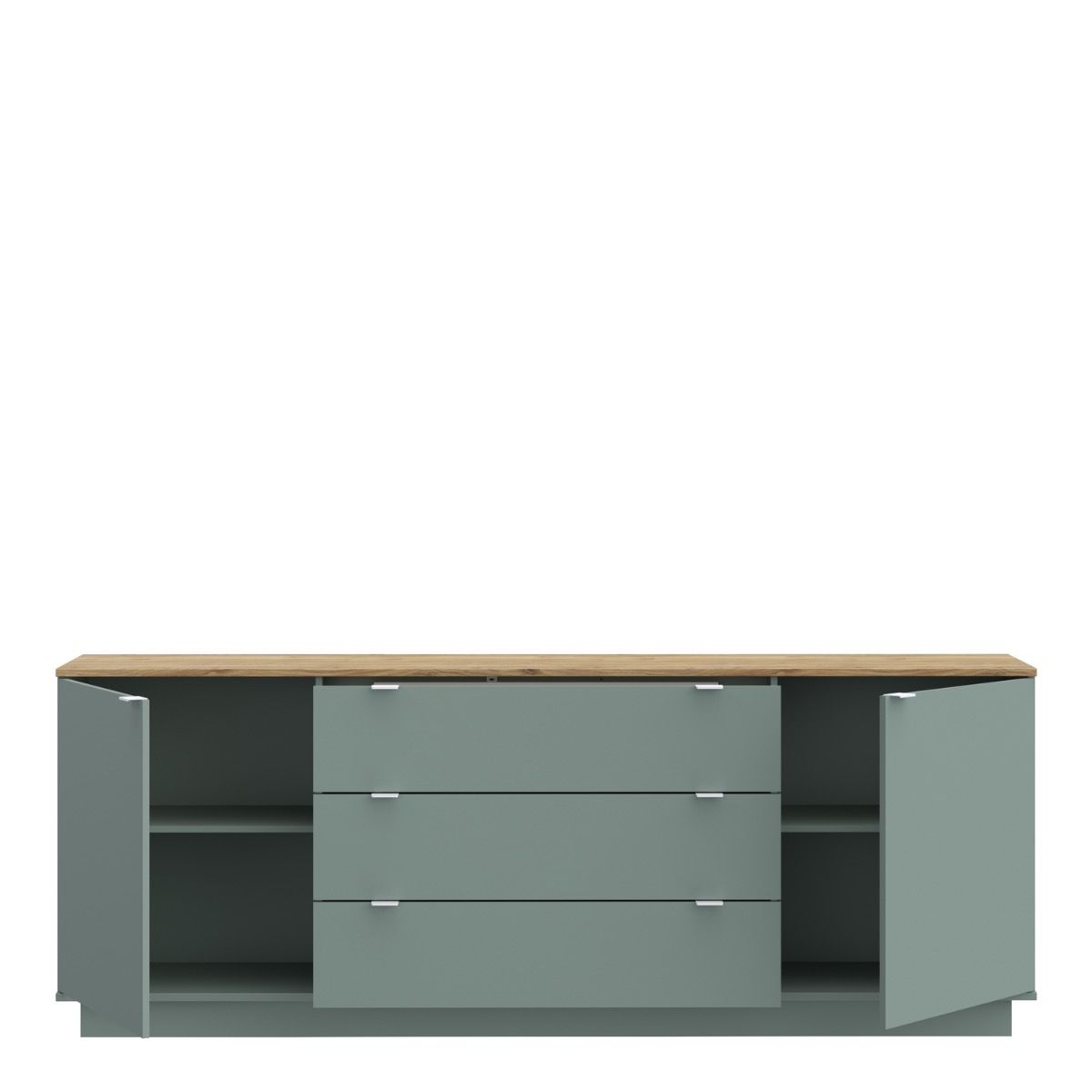 Ganymede Large Sideboard With 3 Drawers & 2 Doors In Mauvella Oak And Sage - Price Crash Furniture