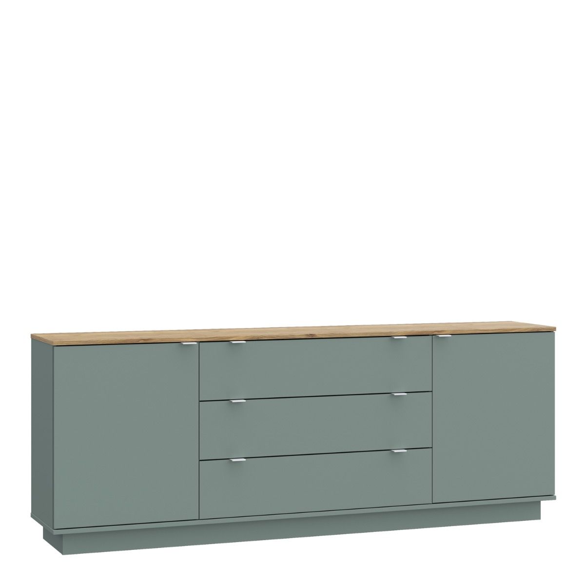 Ganymede Large Sideboard With 3 Drawers & 2 Doors In Mauvella Oak And Sage - Price Crash Furniture