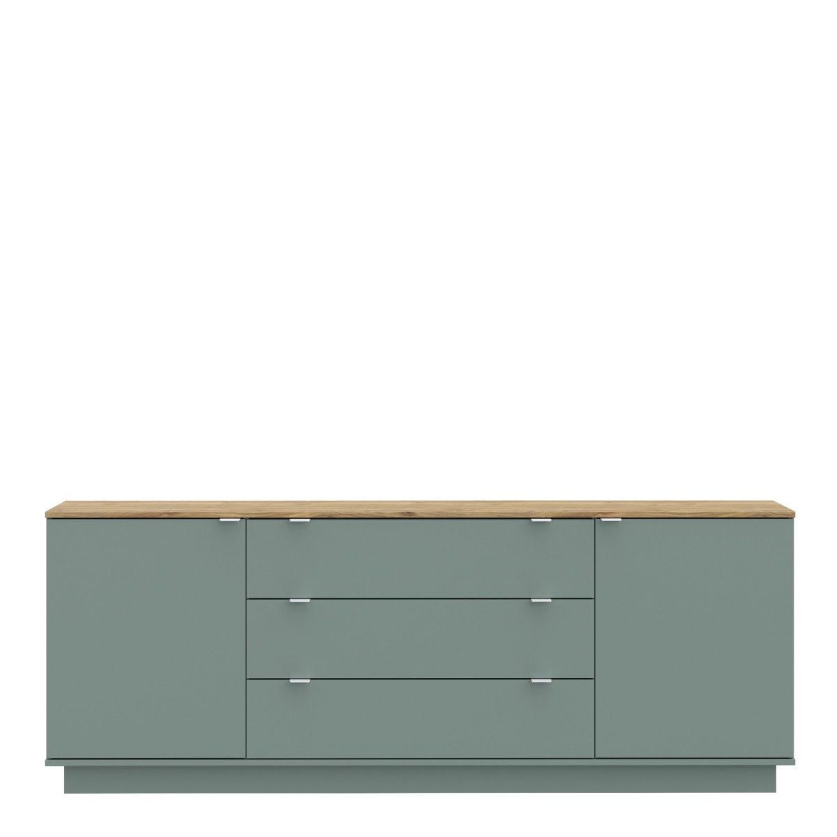 Ganymede Large Sideboard With 3 Drawers & 2 Doors In Mauvella Oak And Sage - Price Crash Furniture