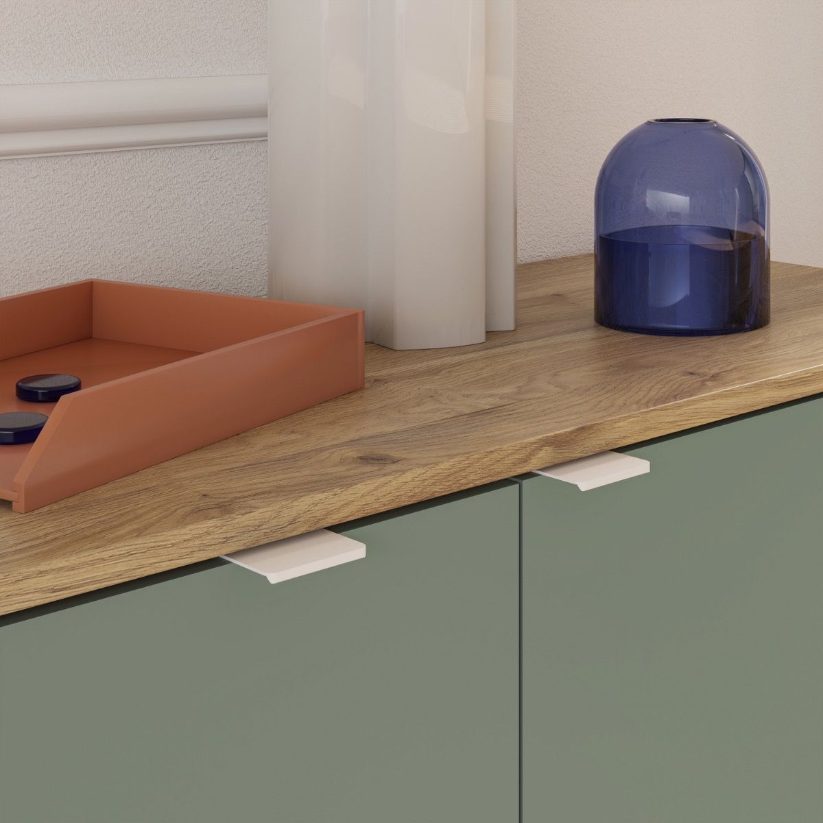 Ganymede Large Sideboard With 3 Drawers & 2 Doors In Mauvella Oak And Sage - Price Crash Furniture