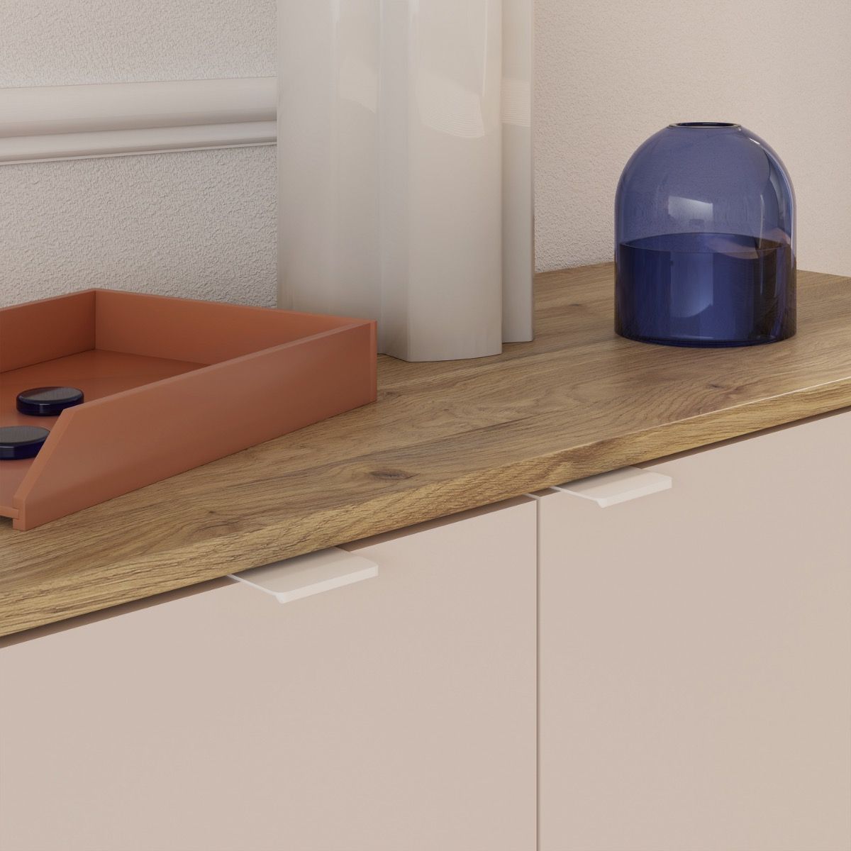 Ganymede Large Sideboard With 3 Drawers & 2 Doors In Mauvella Oak And Sand - Price Crash Furniture