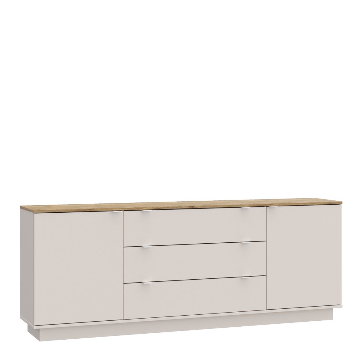 Ganymede Large Sideboard With 3 Drawers & 2 Doors In Mauvella Oak And Sand - Price Crash Furniture