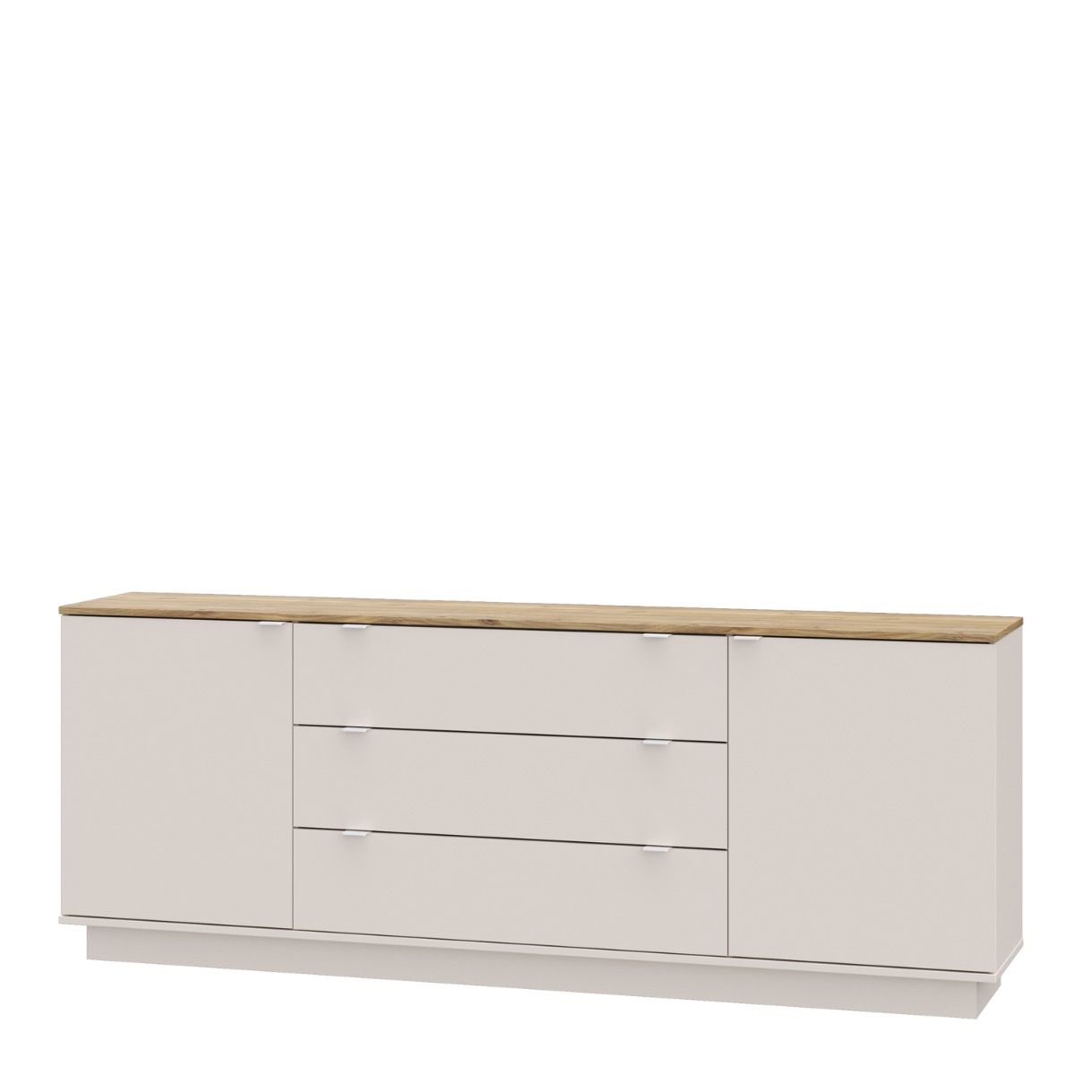 Ganymede Large Sideboard With 3 Drawers & 2 Doors In Mauvella Oak And Sand - Price Crash Furniture