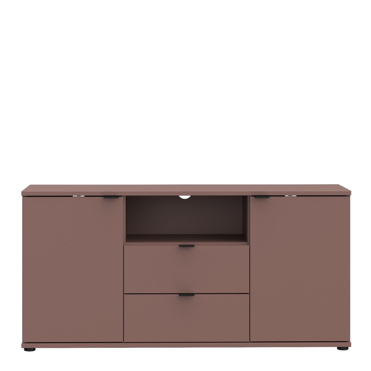 Ganymede Tall TV Cabinet With Open Shelf, 2 Drawers & 2 Doors In Terracotta - Price Crash Furniture