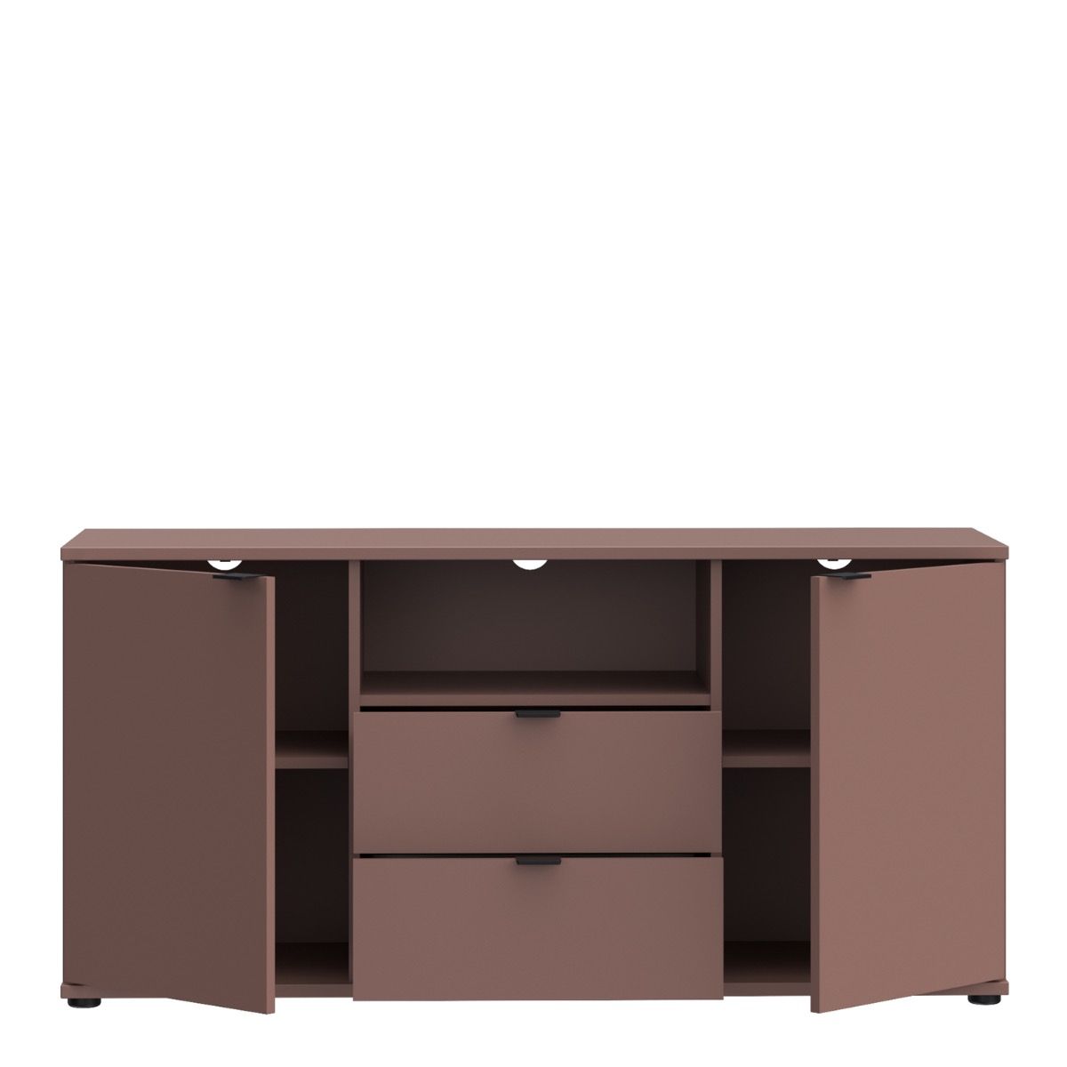 Ganymede Tall TV Cabinet With Open Shelf, 2 Drawers & 2 Doors In Terracotta - Price Crash Furniture