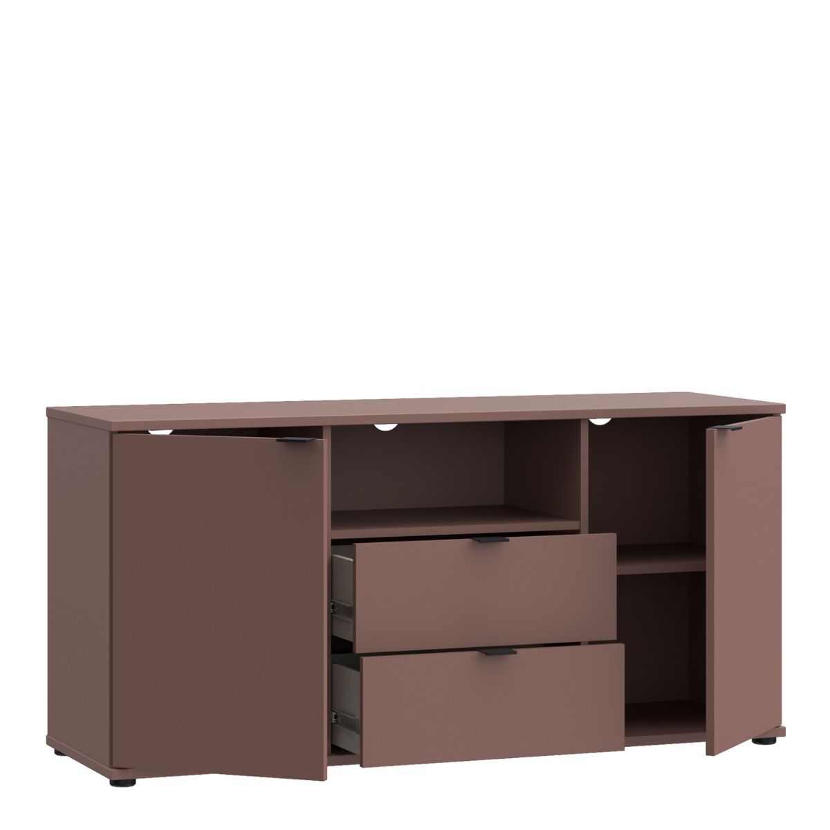 Ganymede Tall TV Cabinet With Open Shelf, 2 Drawers & 2 Doors In Terracotta - Price Crash Furniture