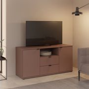 Ganymede Tall TV Cabinet With Open Shelf, 2 Drawers & 2 Doors In Terracotta - Price Crash Furniture