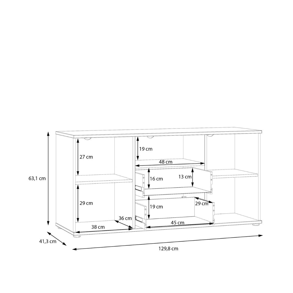 Ganymede Tall TV Cabinet With Open Shelf, 2 Drawers & 2 Doors In Terracotta - Price Crash Furniture