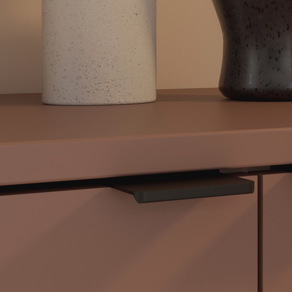 Ganymede Tall TV Cabinet With Open Shelf, 2 Drawers & 2 Doors In Terracotta - Price Crash Furniture