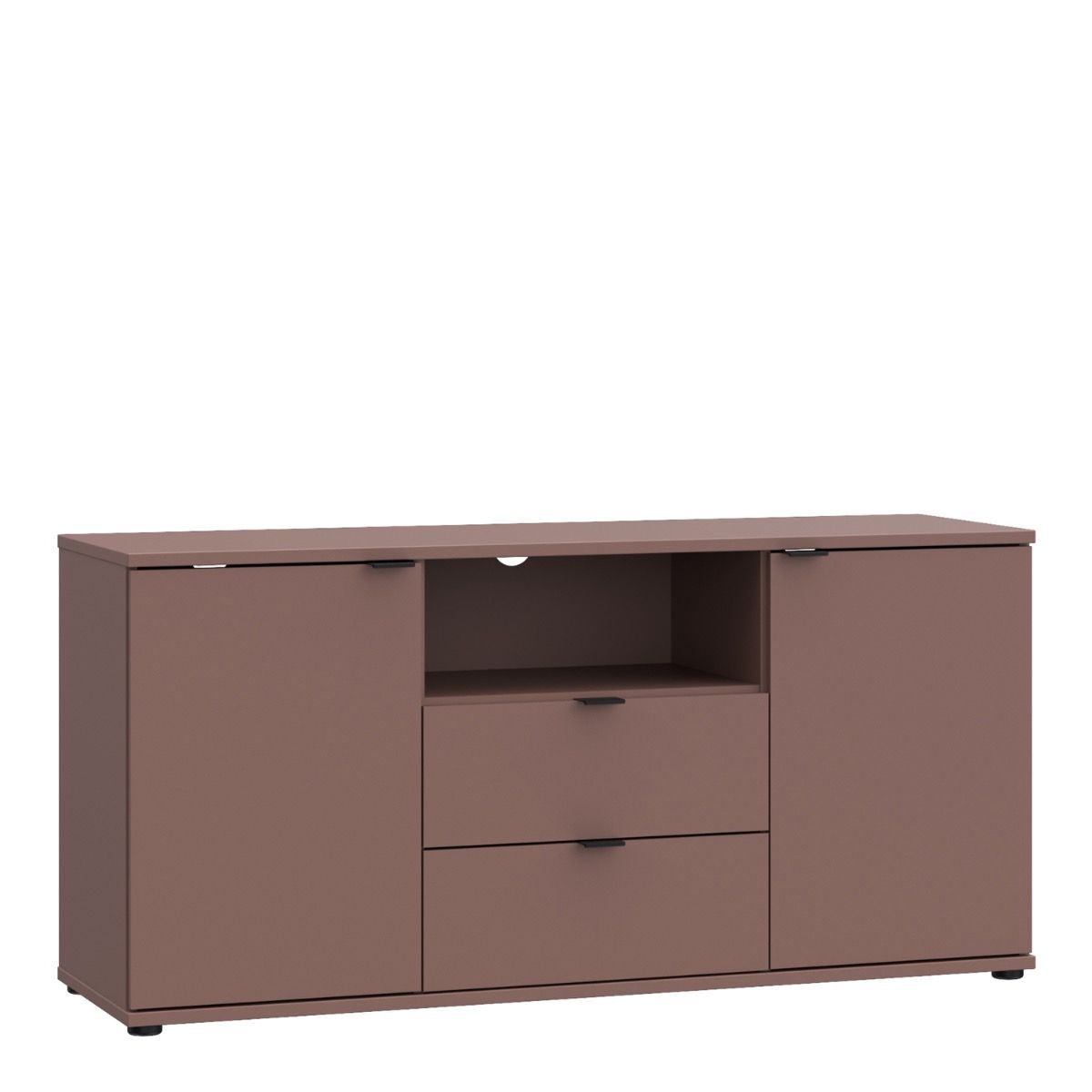 Ganymede Tall TV Cabinet With Open Shelf, 2 Drawers & 2 Doors In Terracotta - Price Crash Furniture