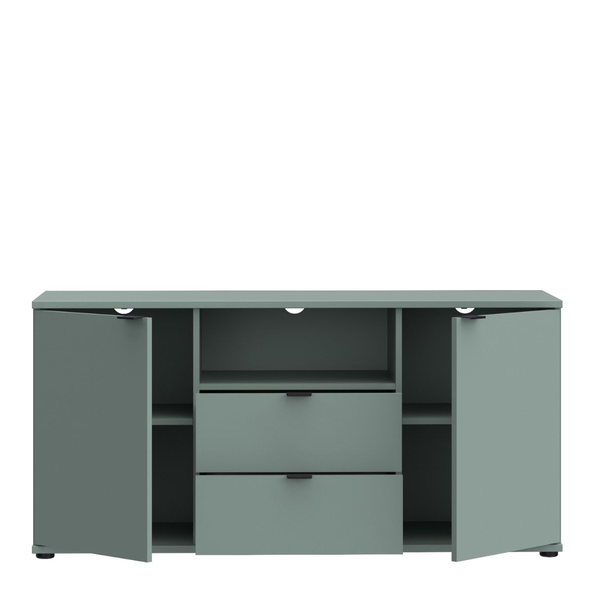 Ganymede Tall TV Cabinet With Open Shelf, Drawer & 2 Doors In Sage Green - Price Crash Furniture
