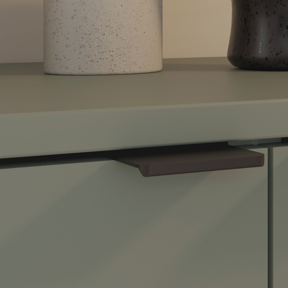 Ganymede Tall TV Cabinet With Open Shelf, Drawer & 2 Doors In Sage Green - Price Crash Furniture