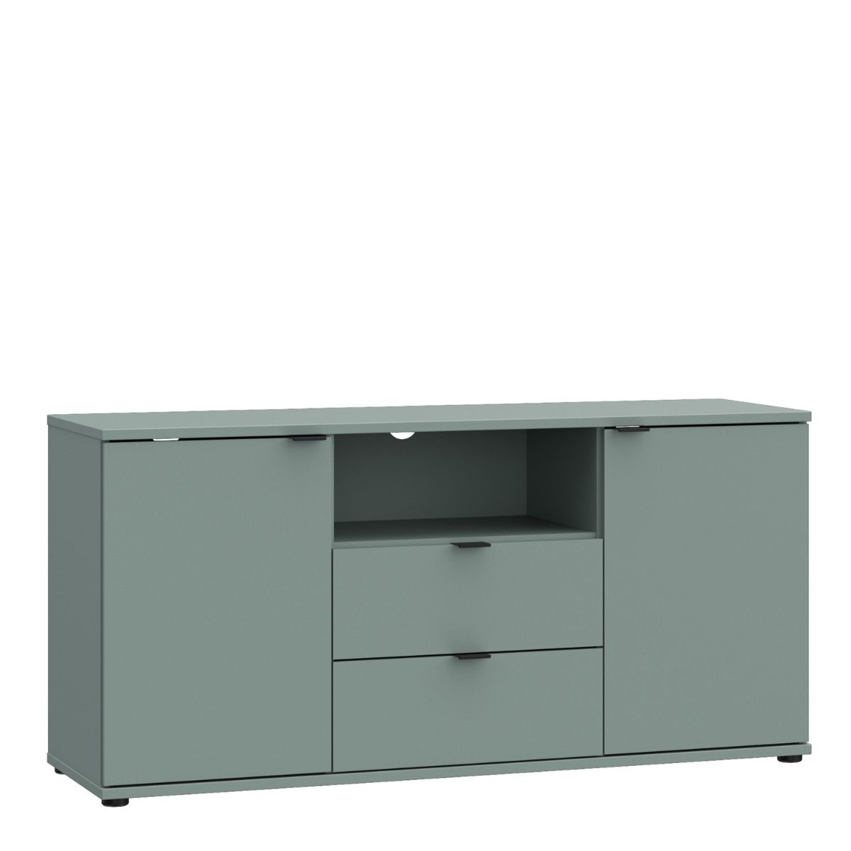 Ganymede Tall TV Cabinet With Open Shelf, Drawer & 2 Doors In Sage Green - Price Crash Furniture