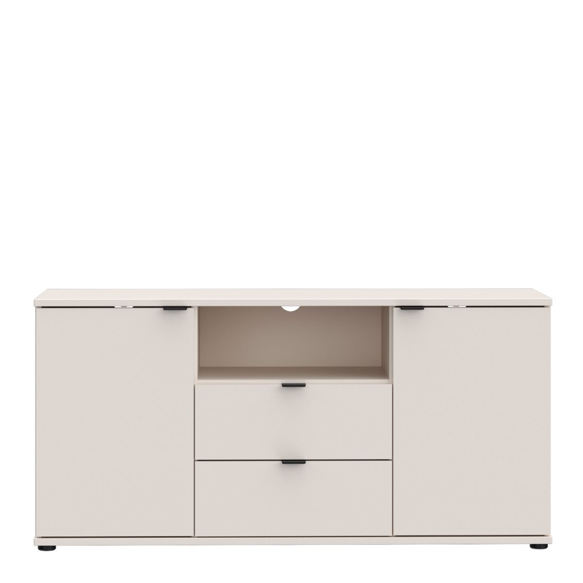 Ganymede Tall TV Stand With Open Shelf, 2 Drawers & 2 Doors In Sand - Price Crash Furniture