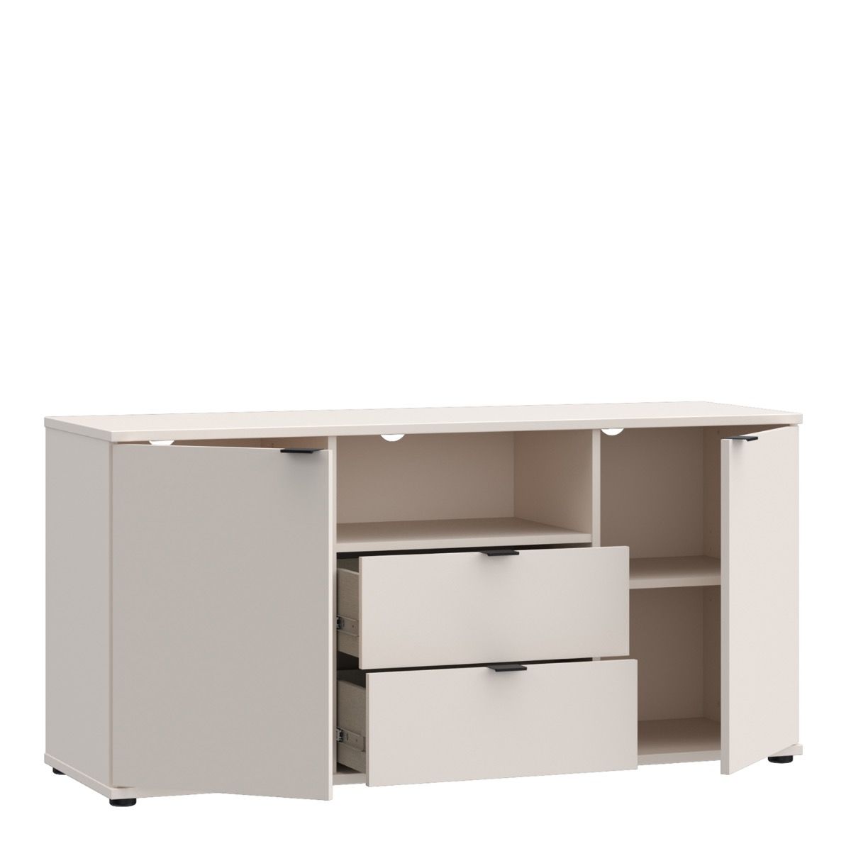 Ganymede Tall TV Stand With Open Shelf, 2 Drawers & 2 Doors In Sand - Price Crash Furniture