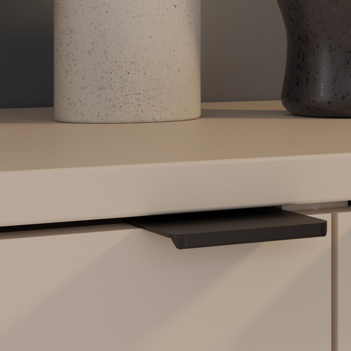 Ganymede Tall TV Stand With Open Shelf, 2 Drawers & 2 Doors In Sand - Price Crash Furniture