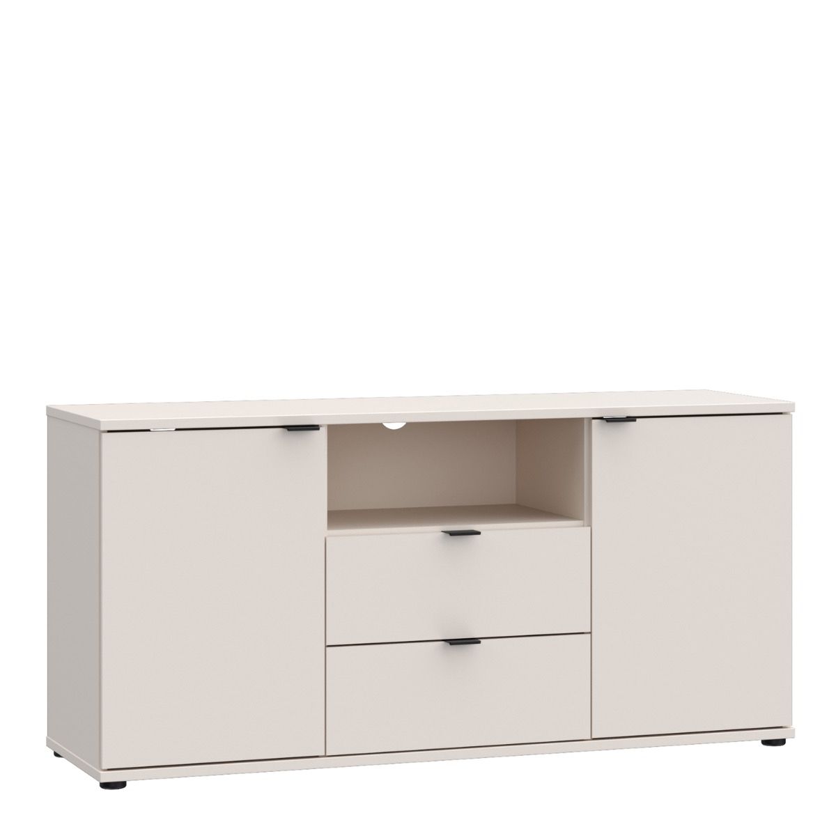 Ganymede Tall TV Stand With Open Shelf, 2 Drawers & 2 Doors In Sand - Price Crash Furniture