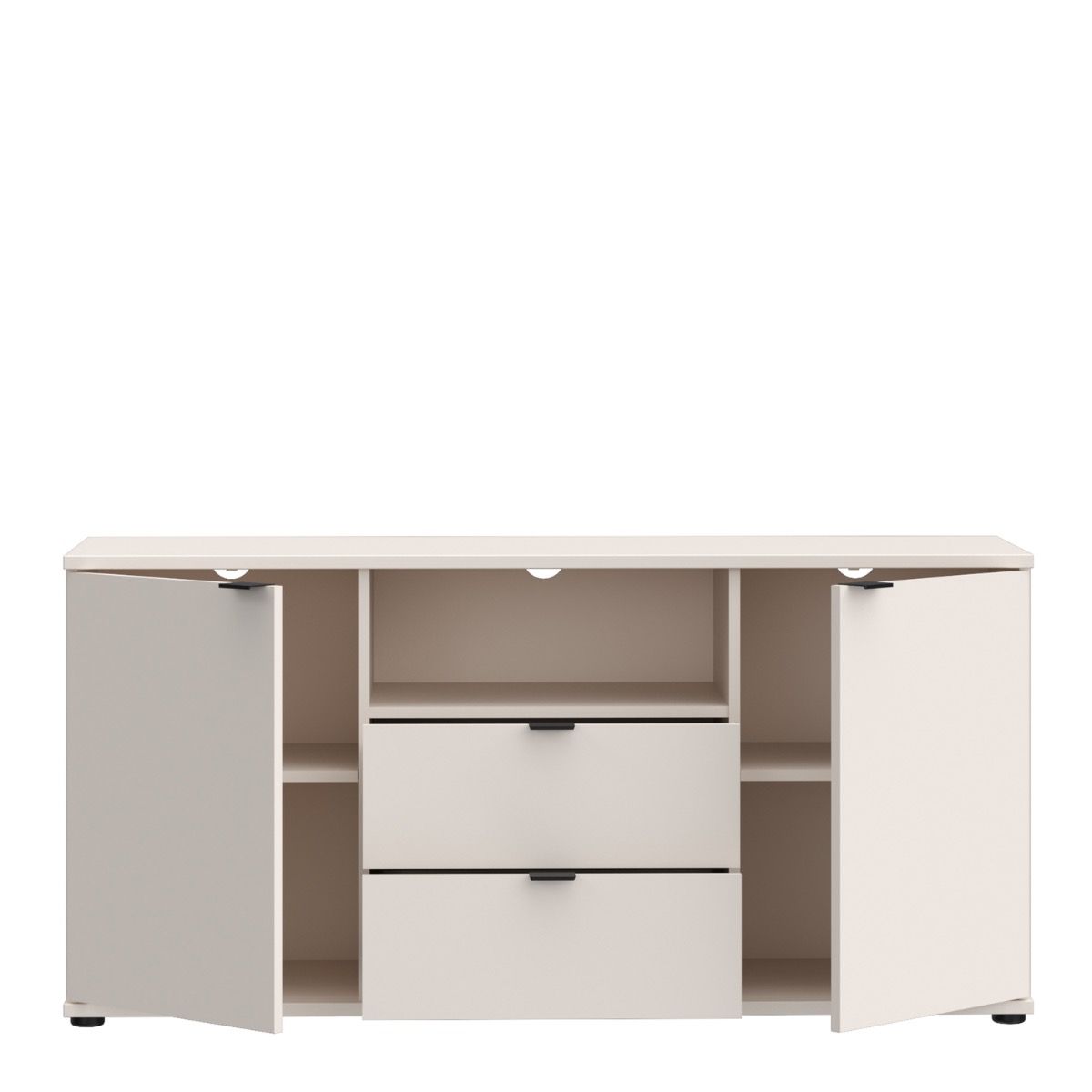 Ganymede Tall TV Stand With Open Shelf, 2 Drawers & 2 Doors In Sand - Price Crash Furniture