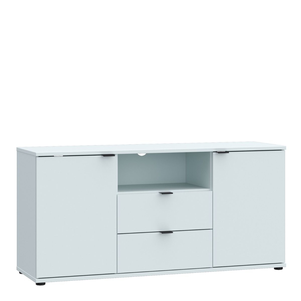 Ganymede Tall TV Stand With Open Shelf, Drawer & 2 Doors In Light Grey - Price Crash Furniture