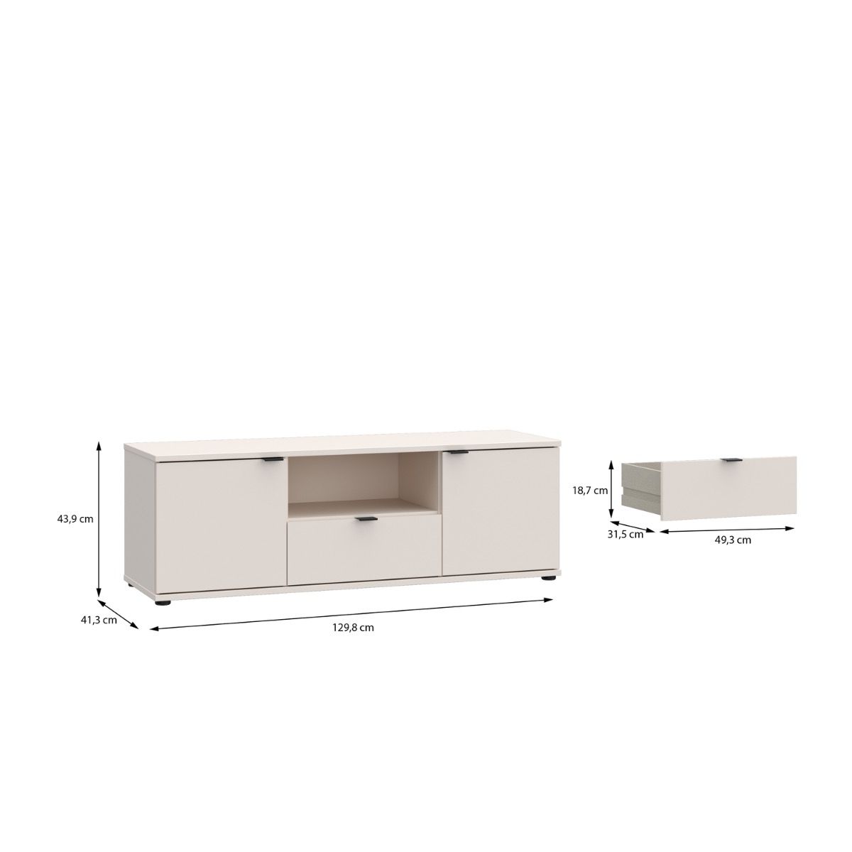 Ganymede TV Unit With Open Shelf, Drawer & 2 Doors In Sand - Price Crash Furniture