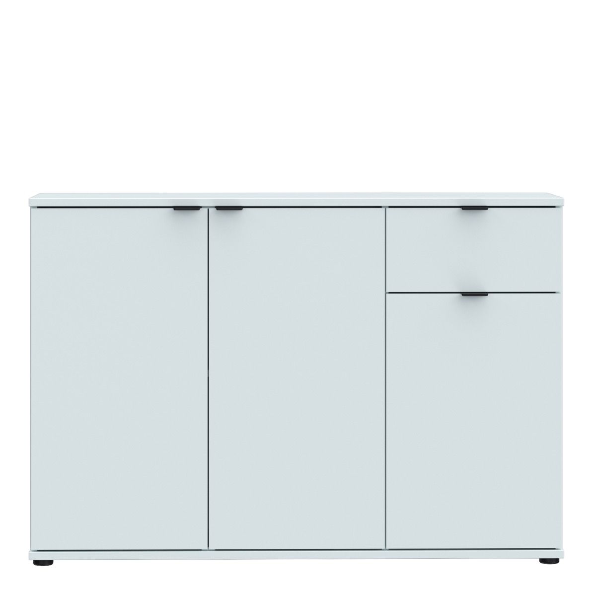Ganymede Wide 3 Door Cupboard With Drawer In Light Grey - Price Crash Furniture