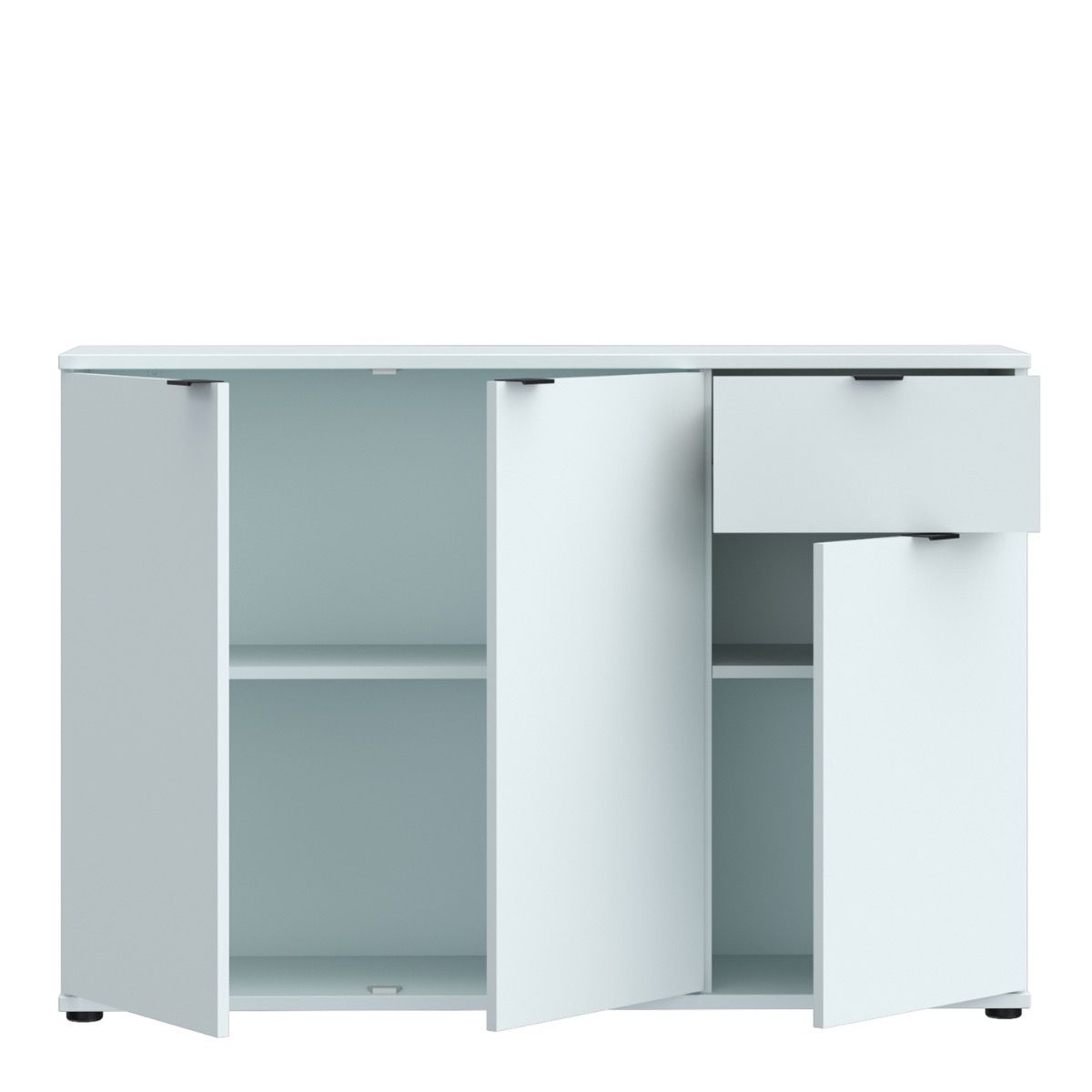Ganymede Wide 3 Door Cupboard With Drawer In Light Grey - Price Crash Furniture