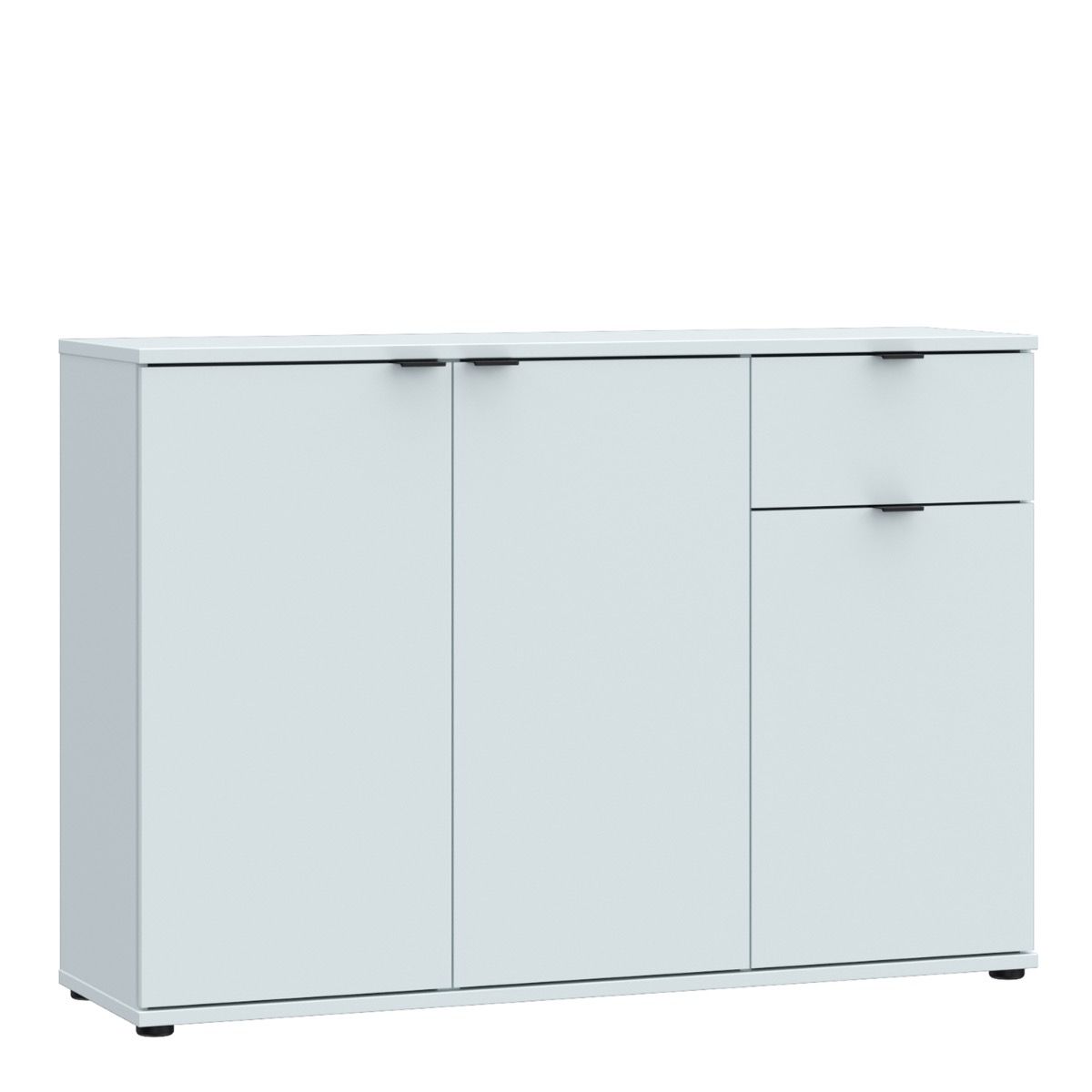 Ganymede Wide 3 Door Cupboard With Drawer In Light Grey - Price Crash Furniture