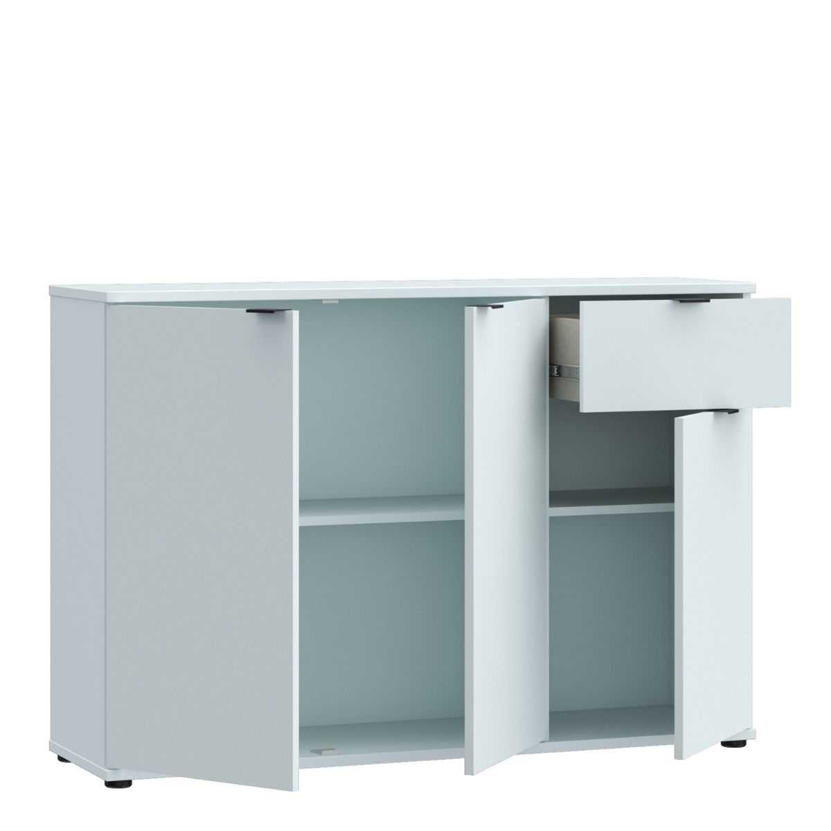 Ganymede Wide 3 Door Cupboard With Drawer In Light Grey - Price Crash Furniture