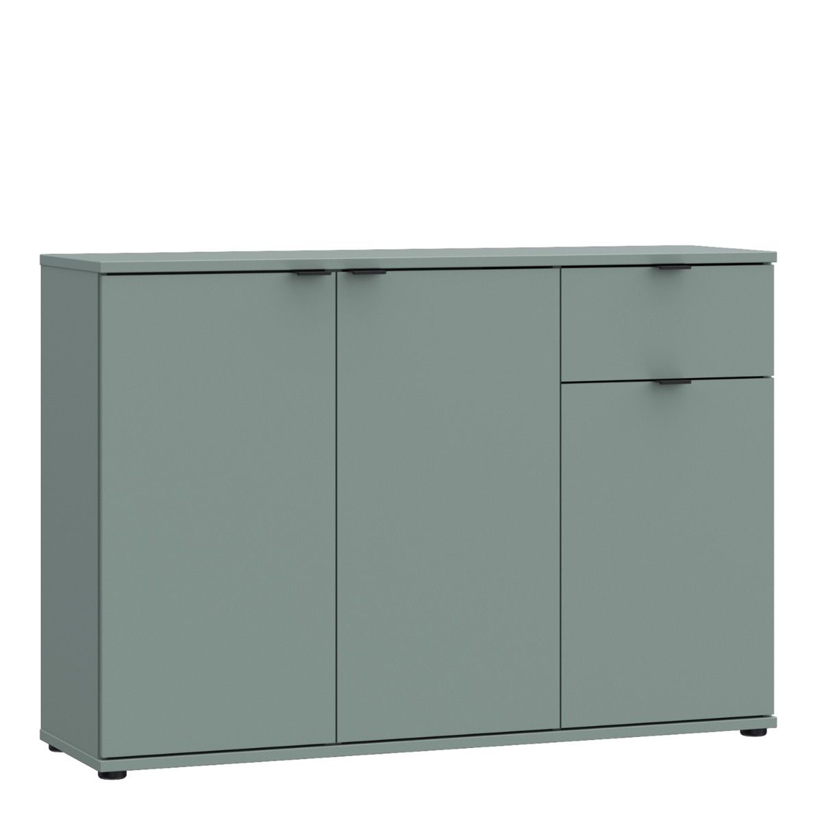 Ganymede Wide 3 Door Cupboard With Drawer In Sage Green - Price Crash Furniture