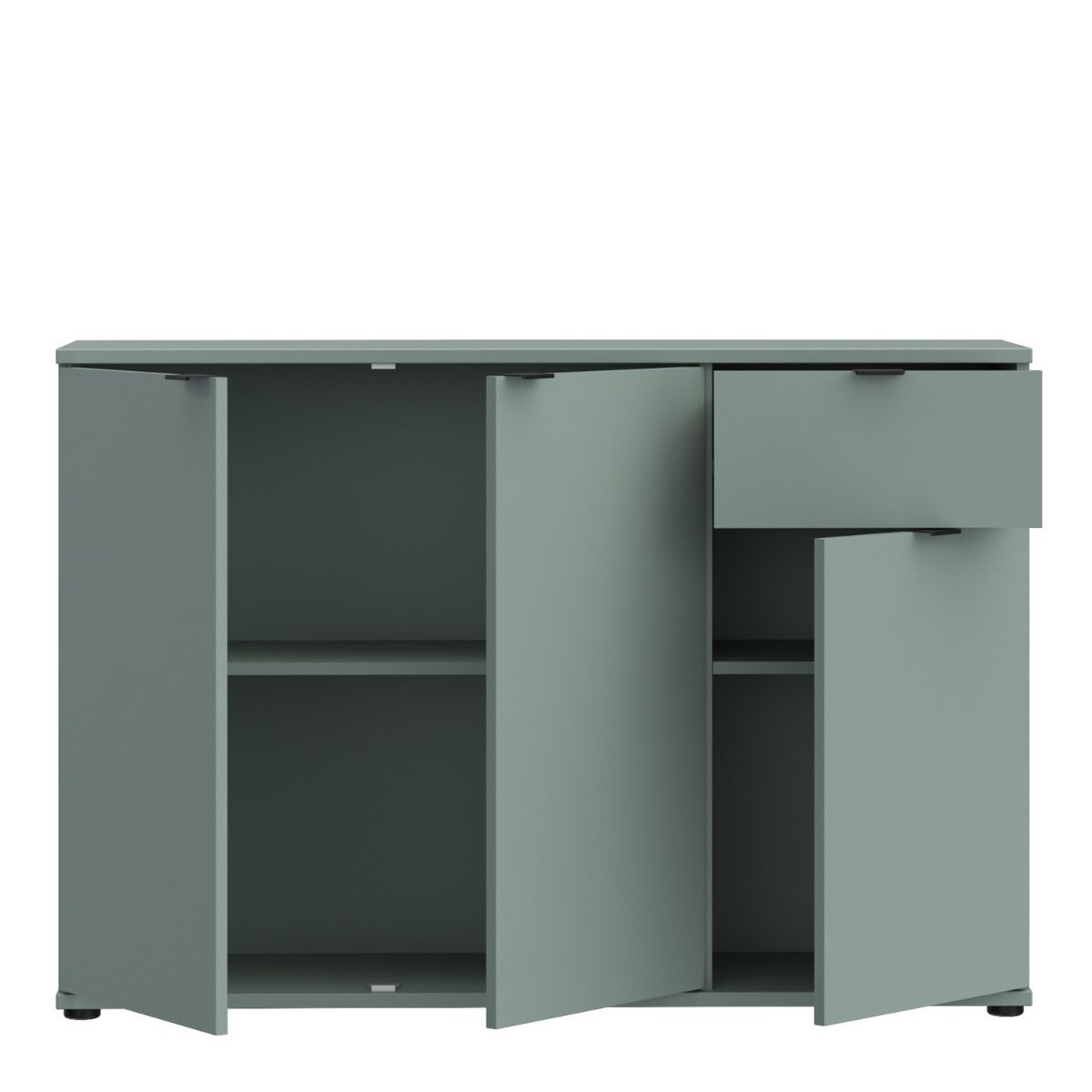 Ganymede Wide 3 Door Cupboard With Drawer In Sage Green - Price Crash Furniture
