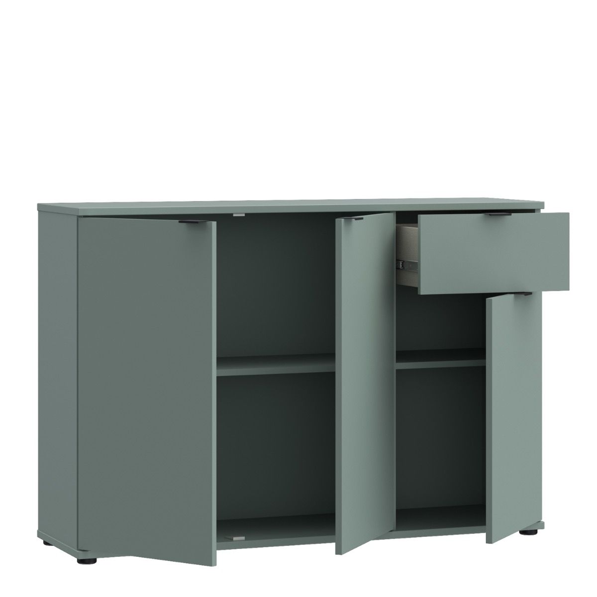 Ganymede Wide 3 Door Cupboard With Drawer In Sage Green - Price Crash Furniture