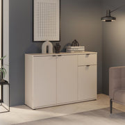 Ganymede Wide 3 Door Cupboard With Drawer In Sand - Price Crash Furniture