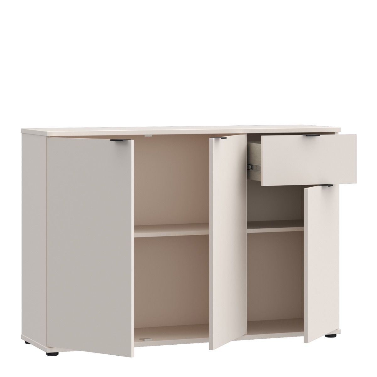 Ganymede Wide 3 Door Cupboard With Drawer In Sand - Price Crash Furniture