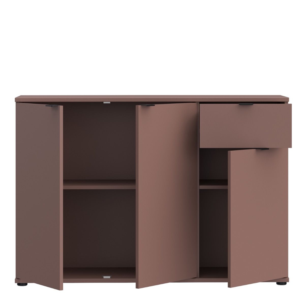 Ganymede Wide 3 Door Cupboard With Drawer In Terracotta - Price Crash Furniture