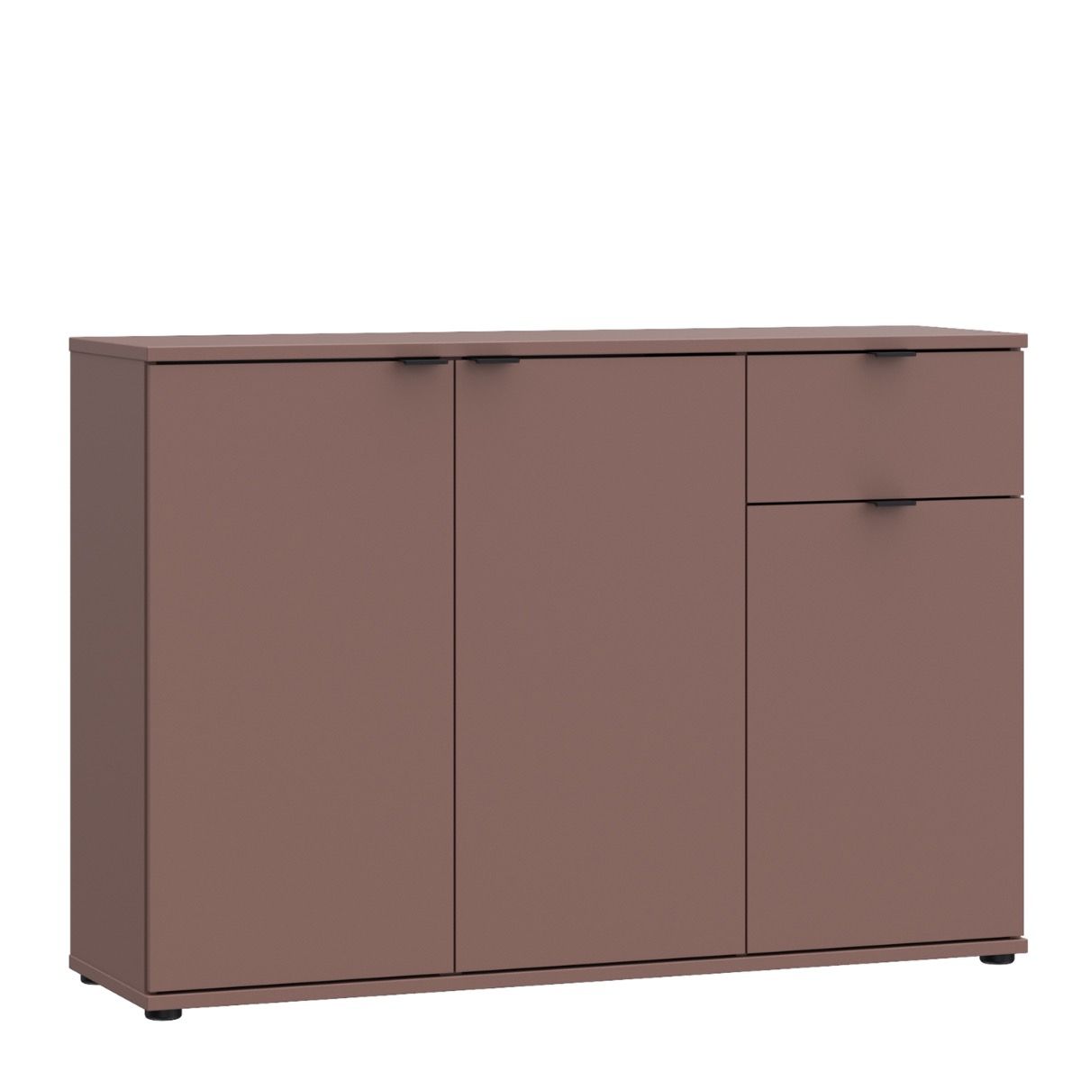 Ganymede Wide 3 Door Cupboard With Drawer In Terracotta - Price Crash Furniture