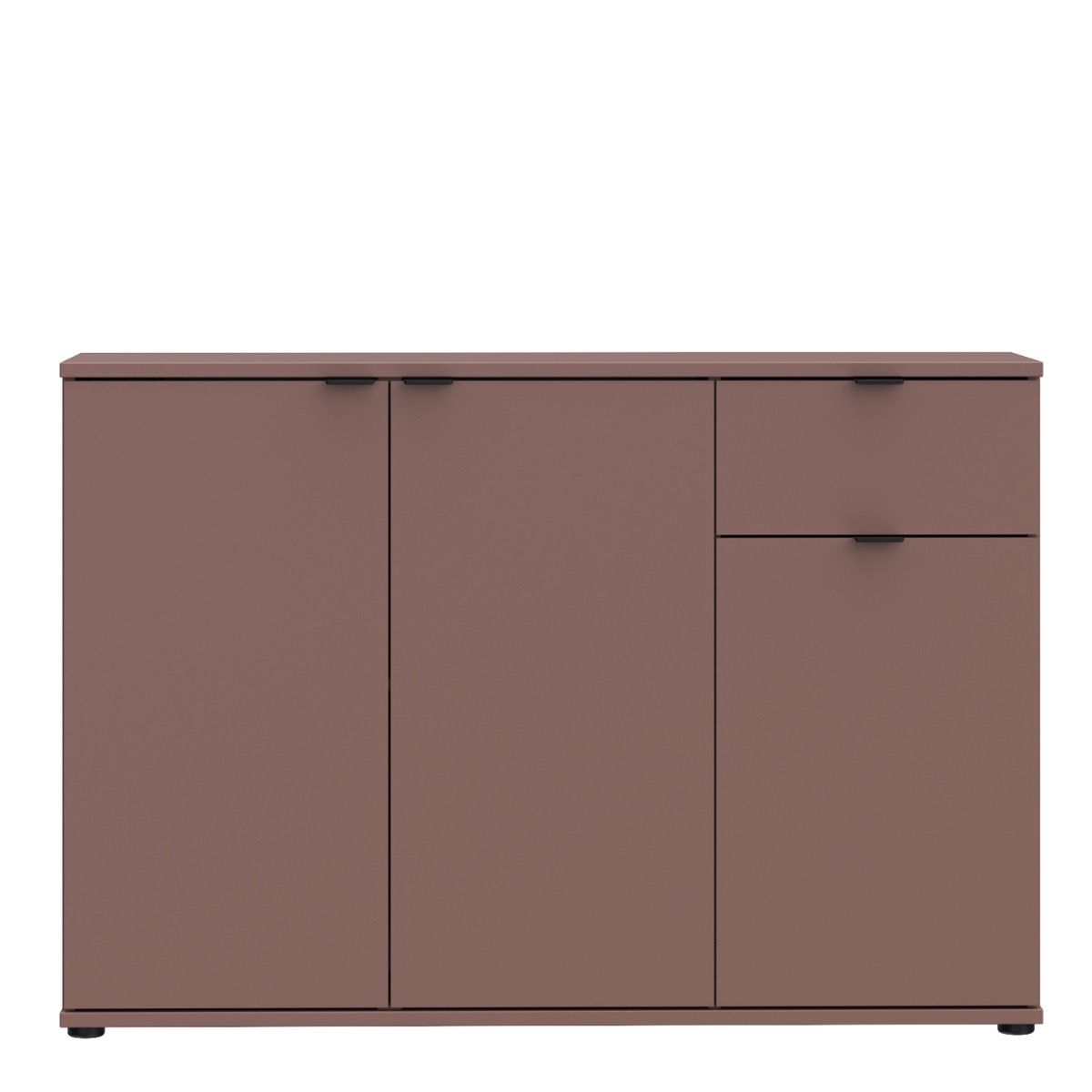 Ganymede Wide 3 Door Cupboard With Drawer In Terracotta - Price Crash Furniture