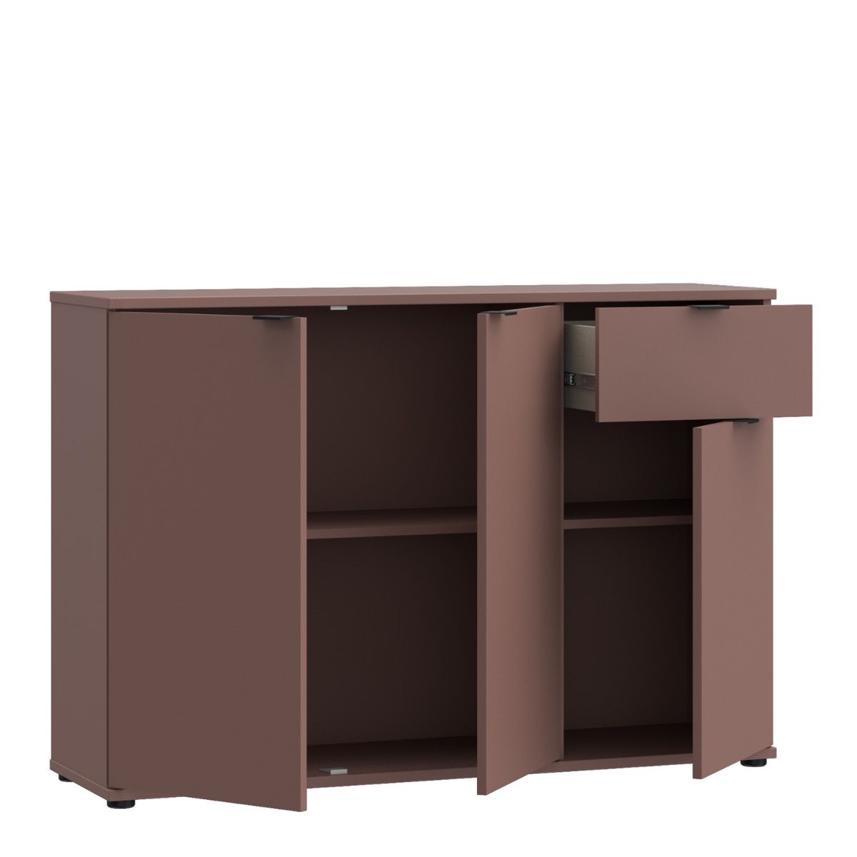 Ganymede Wide 3 Door Cupboard With Drawer In Terracotta - Price Crash Furniture