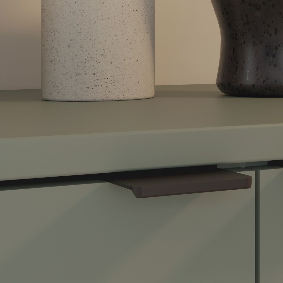 Ganymede Wide TV Unit With Open Shelf & 2 Doors In Sage Green - Price Crash Furniture