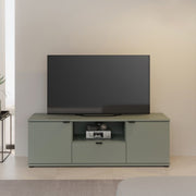 Ganymede Wide TV Unit With Open Shelf & 2 Doors In Sage Green - Price Crash Furniture