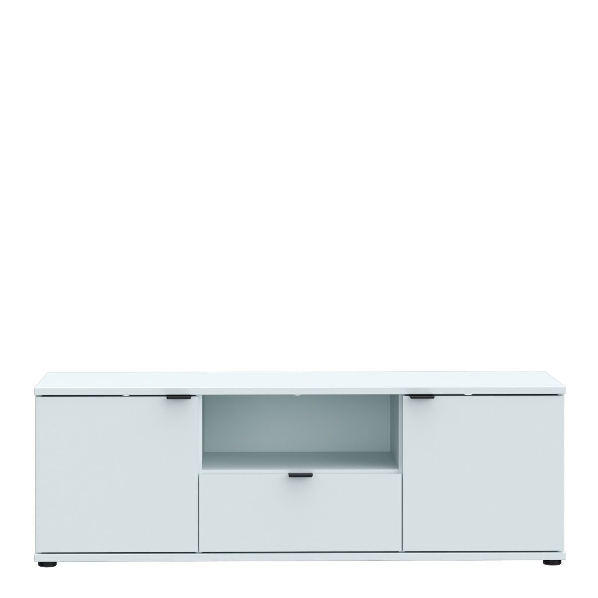 Ganymede Wide TV Unit With Open Shelf, Drawer & 2 Doors In Light Grey - Price Crash Furniture