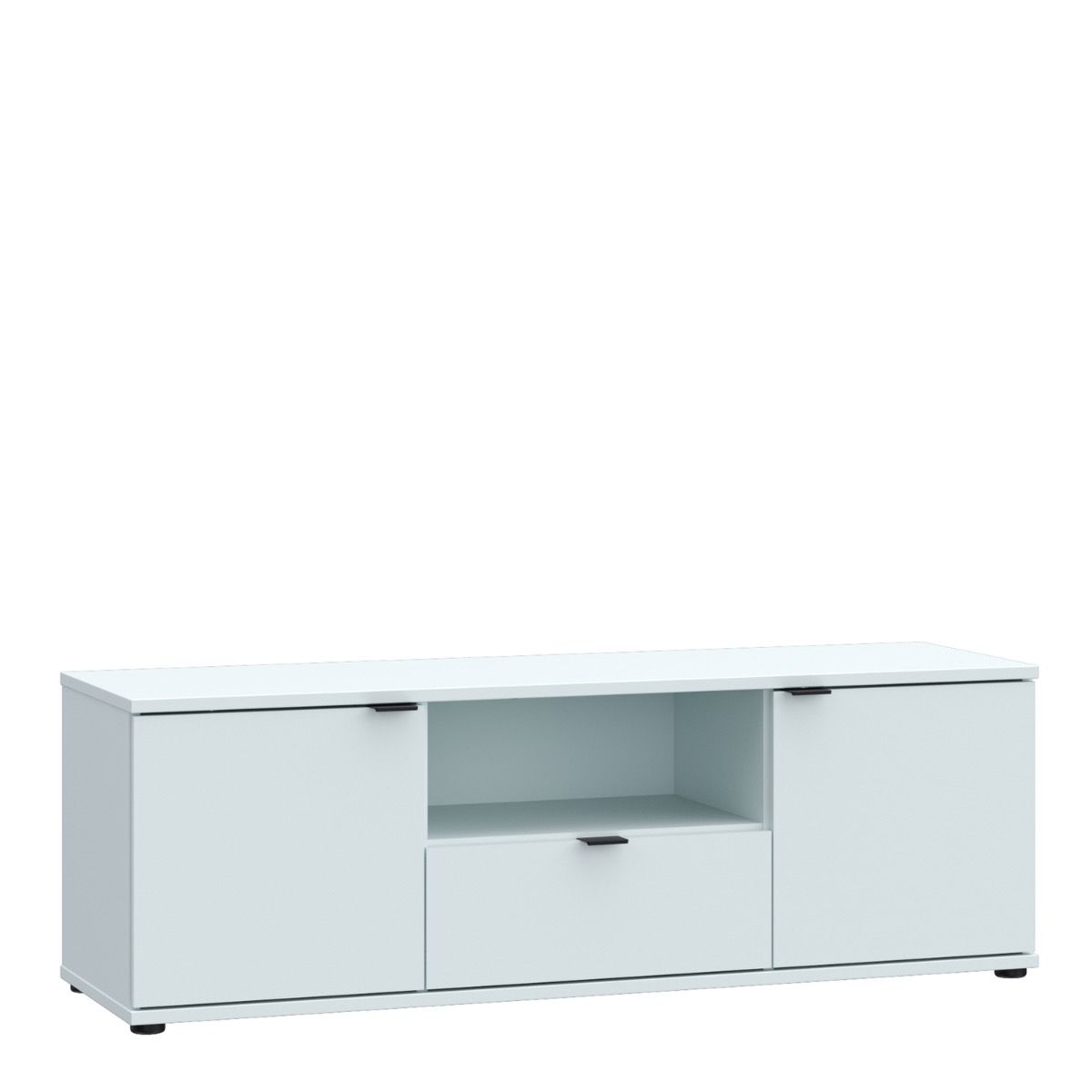 Ganymede Wide TV Unit With Open Shelf, Drawer & 2 Doors In Light Grey - Price Crash Furniture