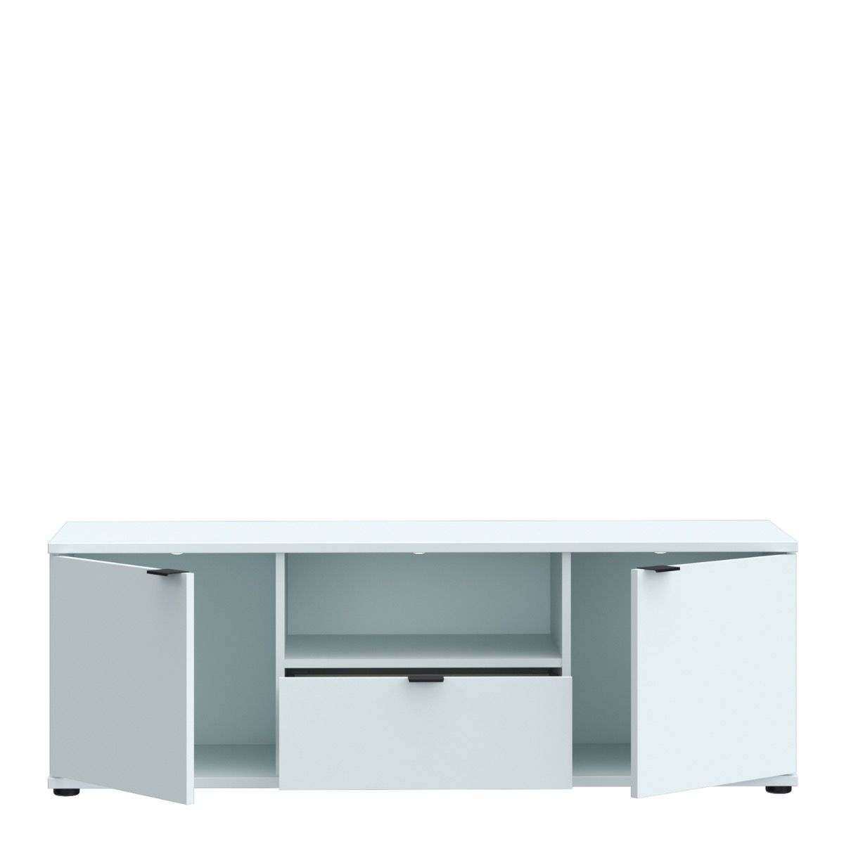 Ganymede Wide TV Unit With Open Shelf, Drawer & 2 Doors In Light Grey - Price Crash Furniture