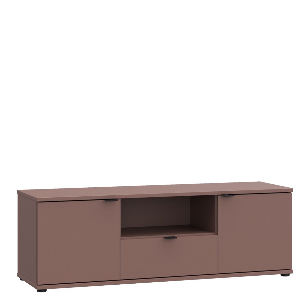 Ganymede Wide TV Unit With Open Shelf, Drawer & 2 Doors In Terracotta - Price Crash Furniture