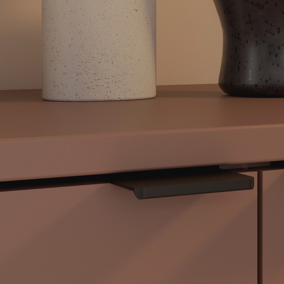 Ganymede Wide TV Unit With Open Shelf, Drawer & 2 Doors In Terracotta - Price Crash Furniture