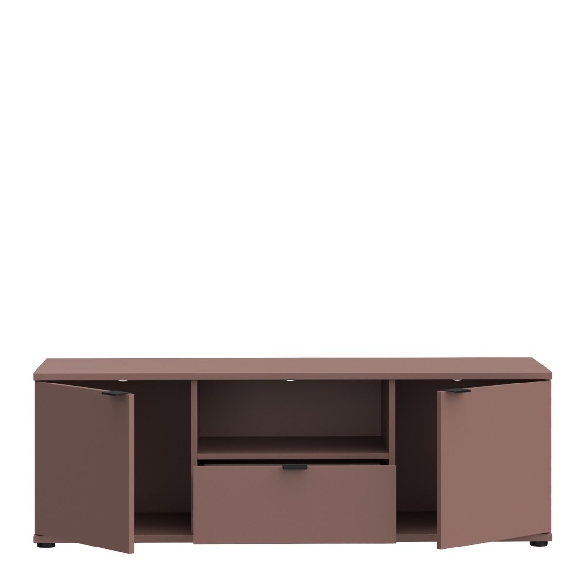 Ganymede Wide TV Unit With Open Shelf, Drawer & 2 Doors In Terracotta - Price Crash Furniture