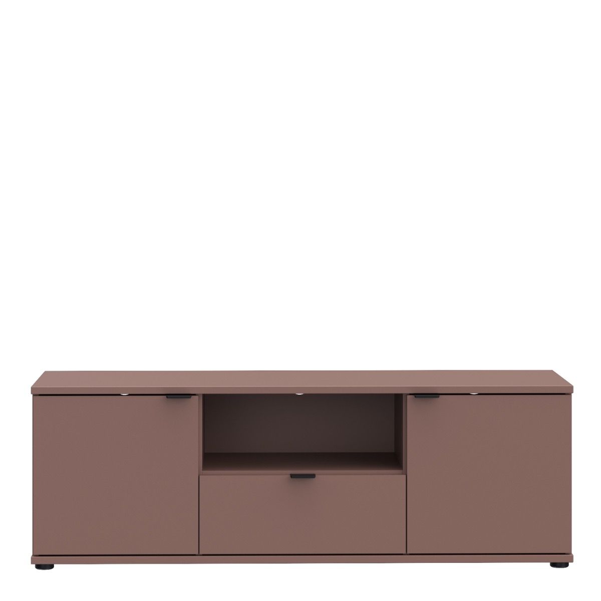 Ganymede Wide TV Unit With Open Shelf, Drawer & 2 Doors In Terracotta - Price Crash Furniture